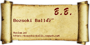 Bozsoki Balló névjegykártya